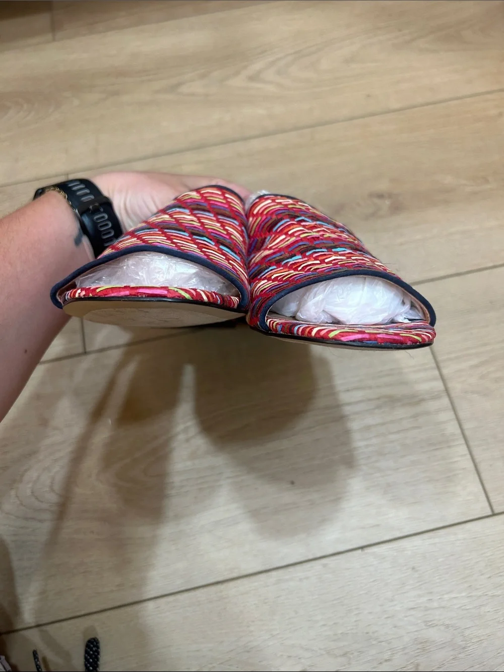 NWOT J. Crew Rainbow Raffia Mules Size 8